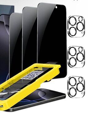3 Pcs Privacy Screen Protector for iPhone 16 Pro Max &3 Tempered Glass Camera Le